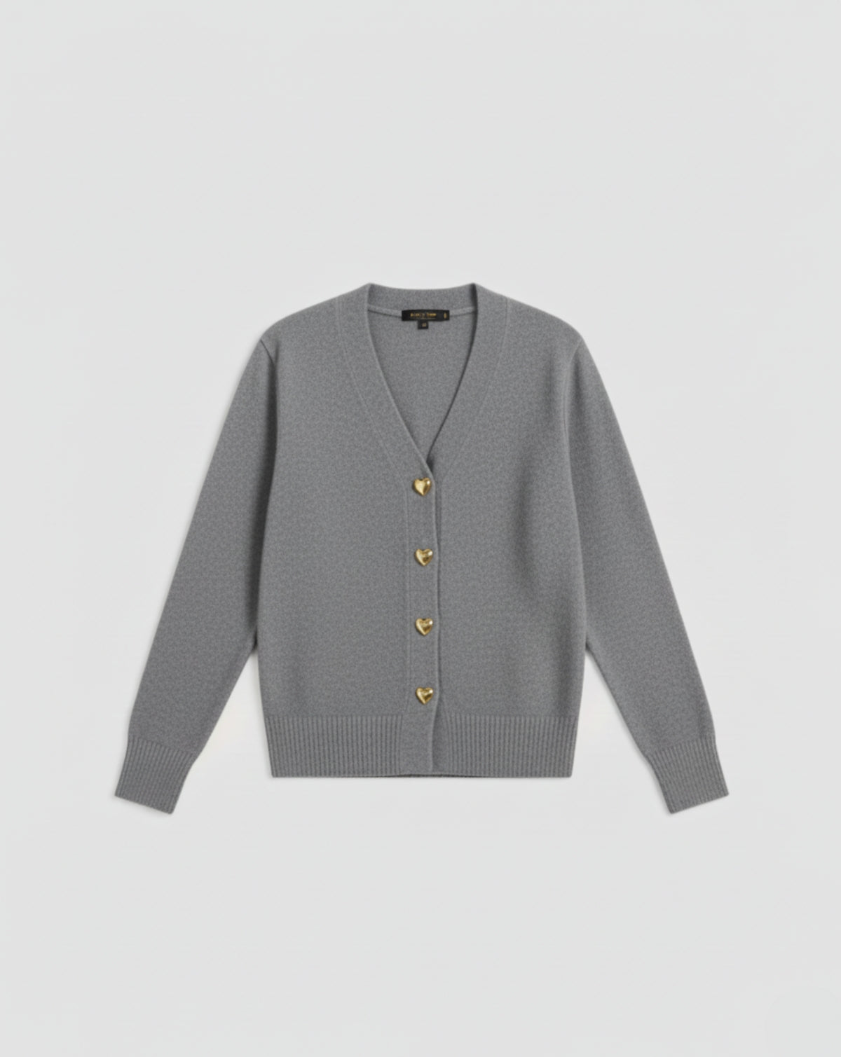 Refined Wool Heart-Button Cardigan