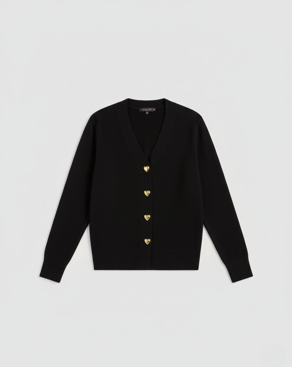 Refined Wool Heart-Button Cardigan