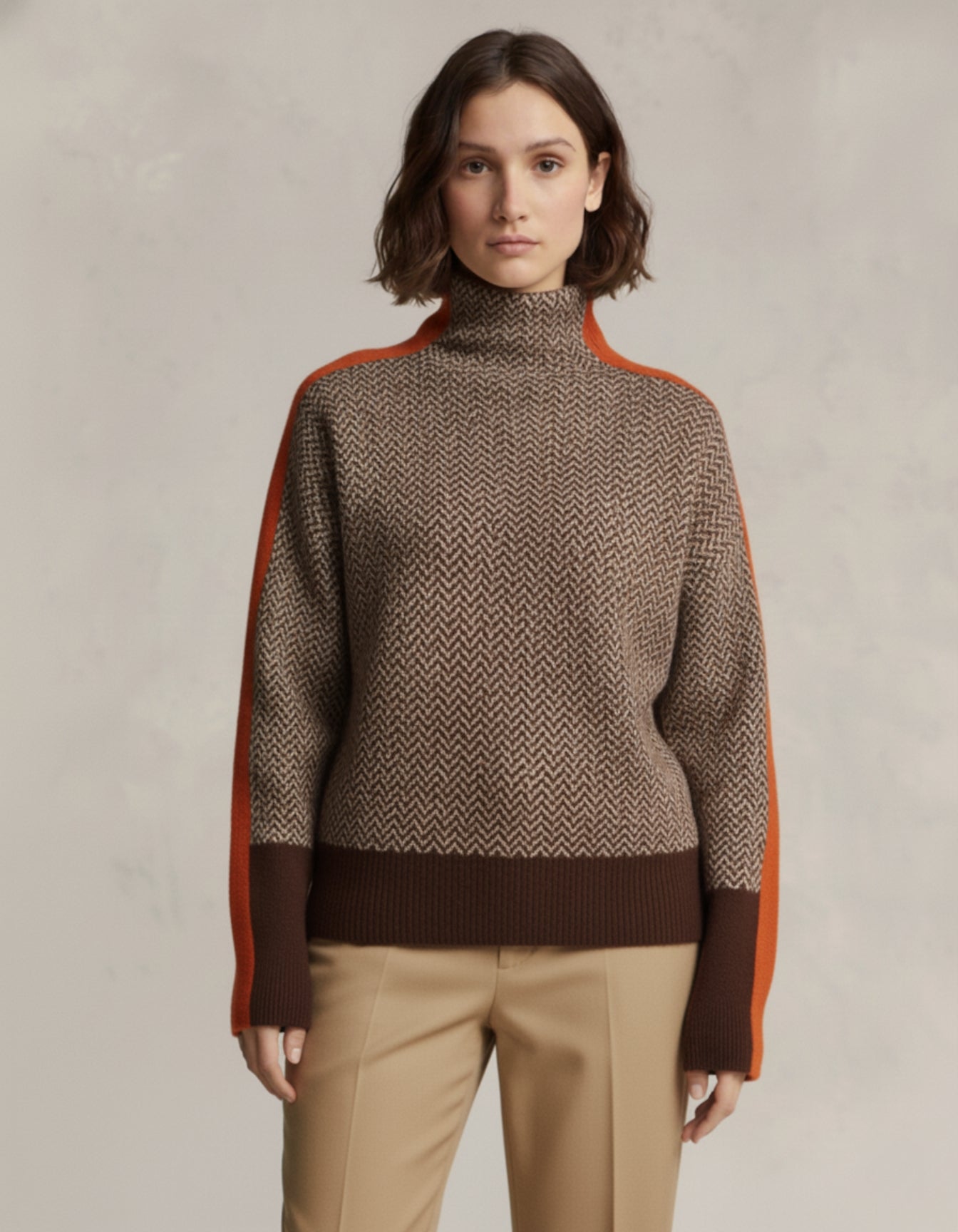Heritage Chevron Wool Turtleneck Sweater