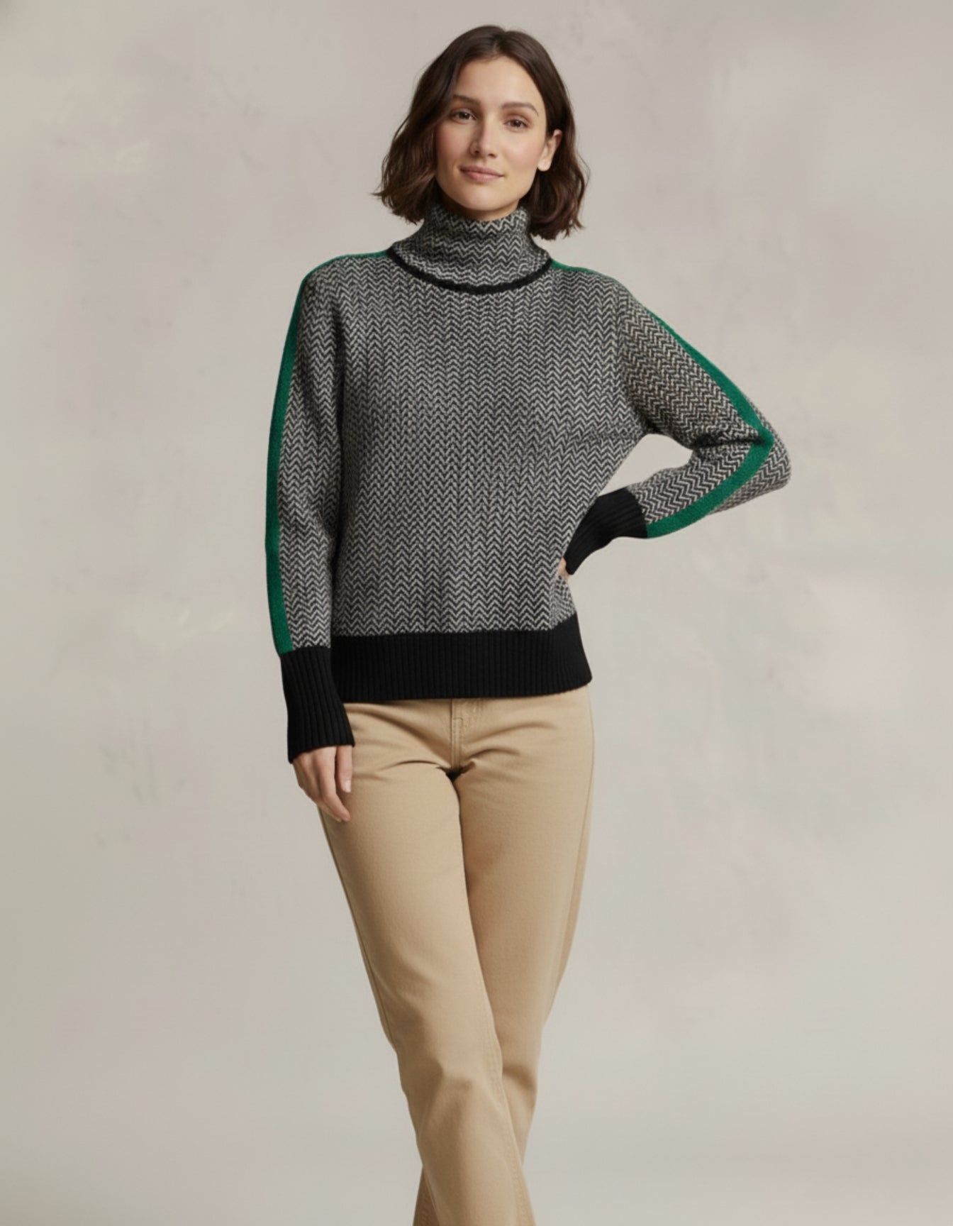 Heritage Chevron Wool Turtleneck Sweater