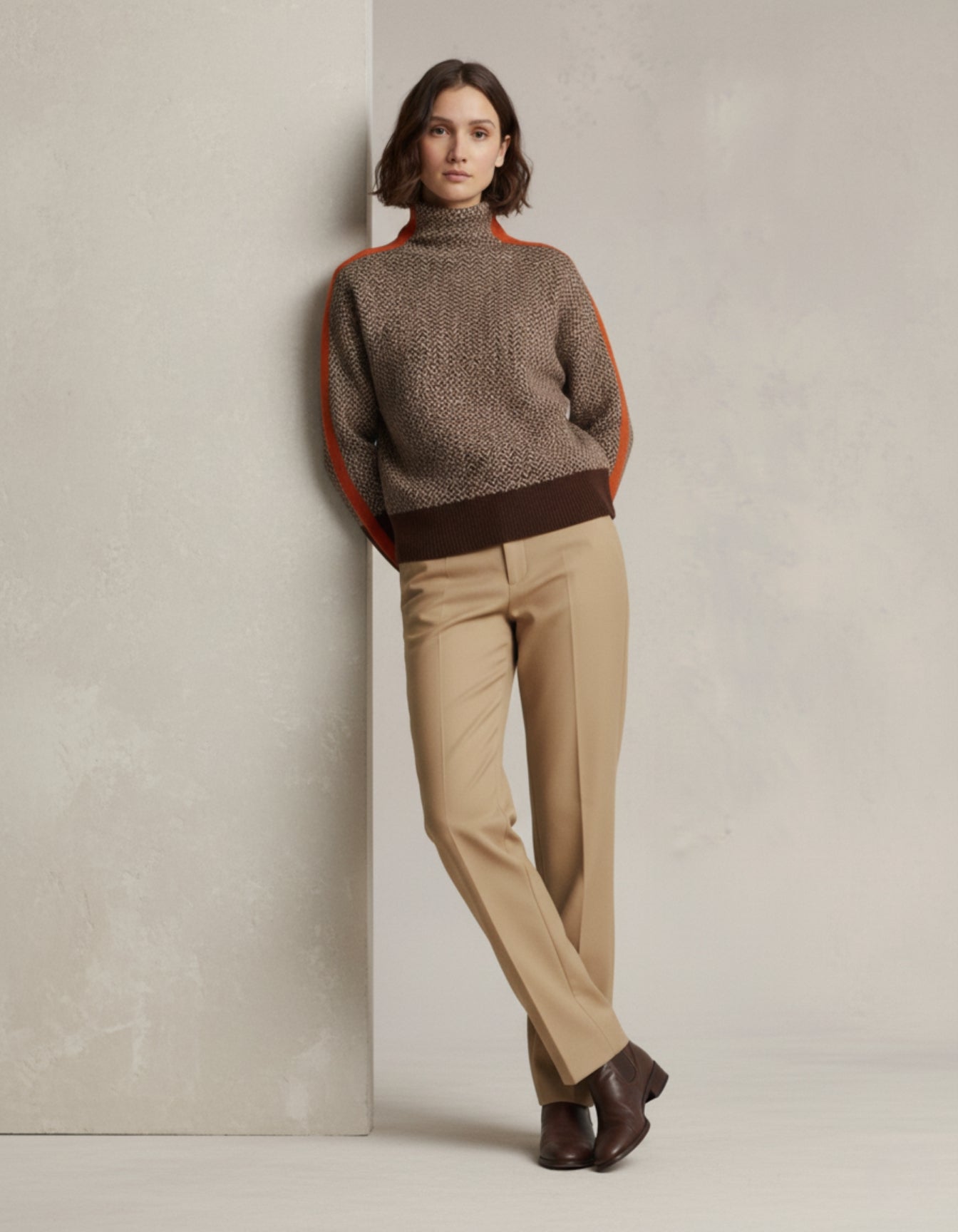 Heritage Chevron Wool Turtleneck Sweater