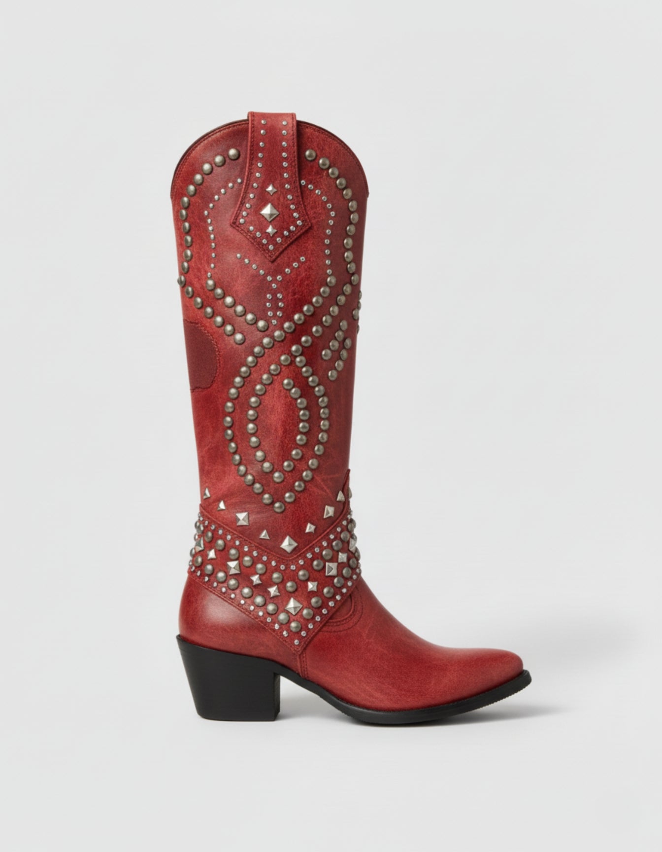 Studded Leather Western Boots