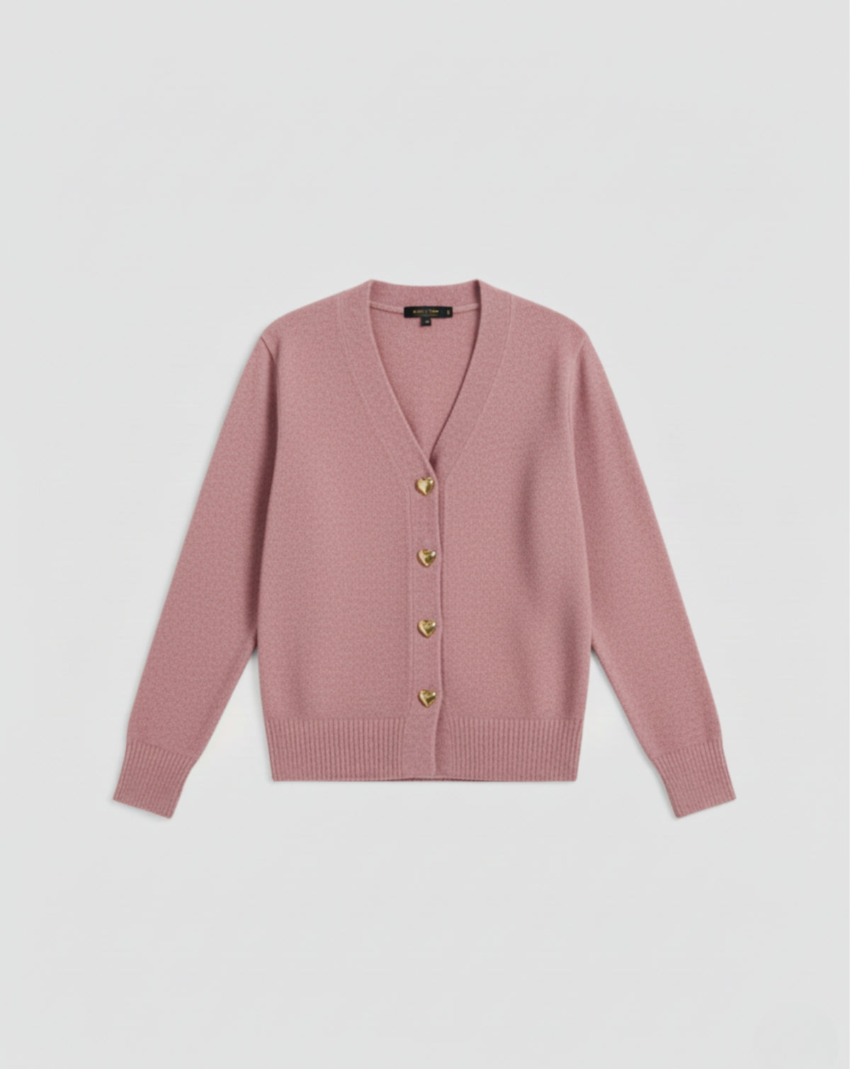 Refined Wool Heart-Button Cardigan