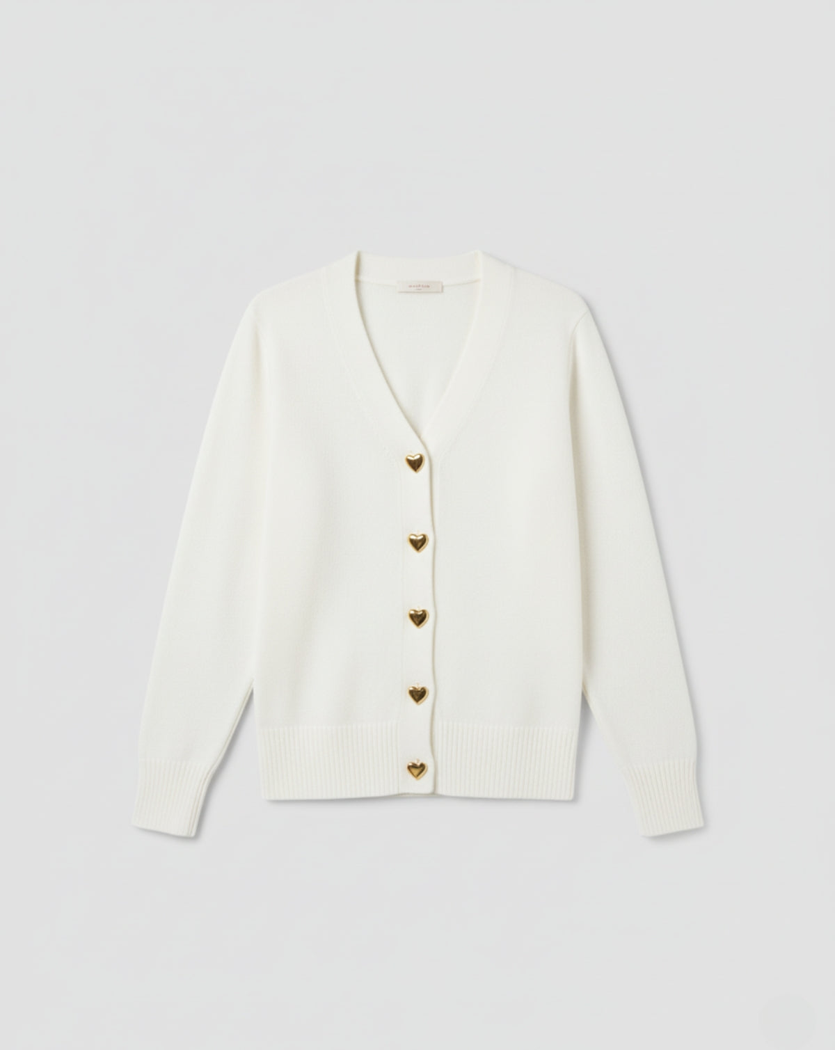 Refined Wool Heart-Button Cardigan