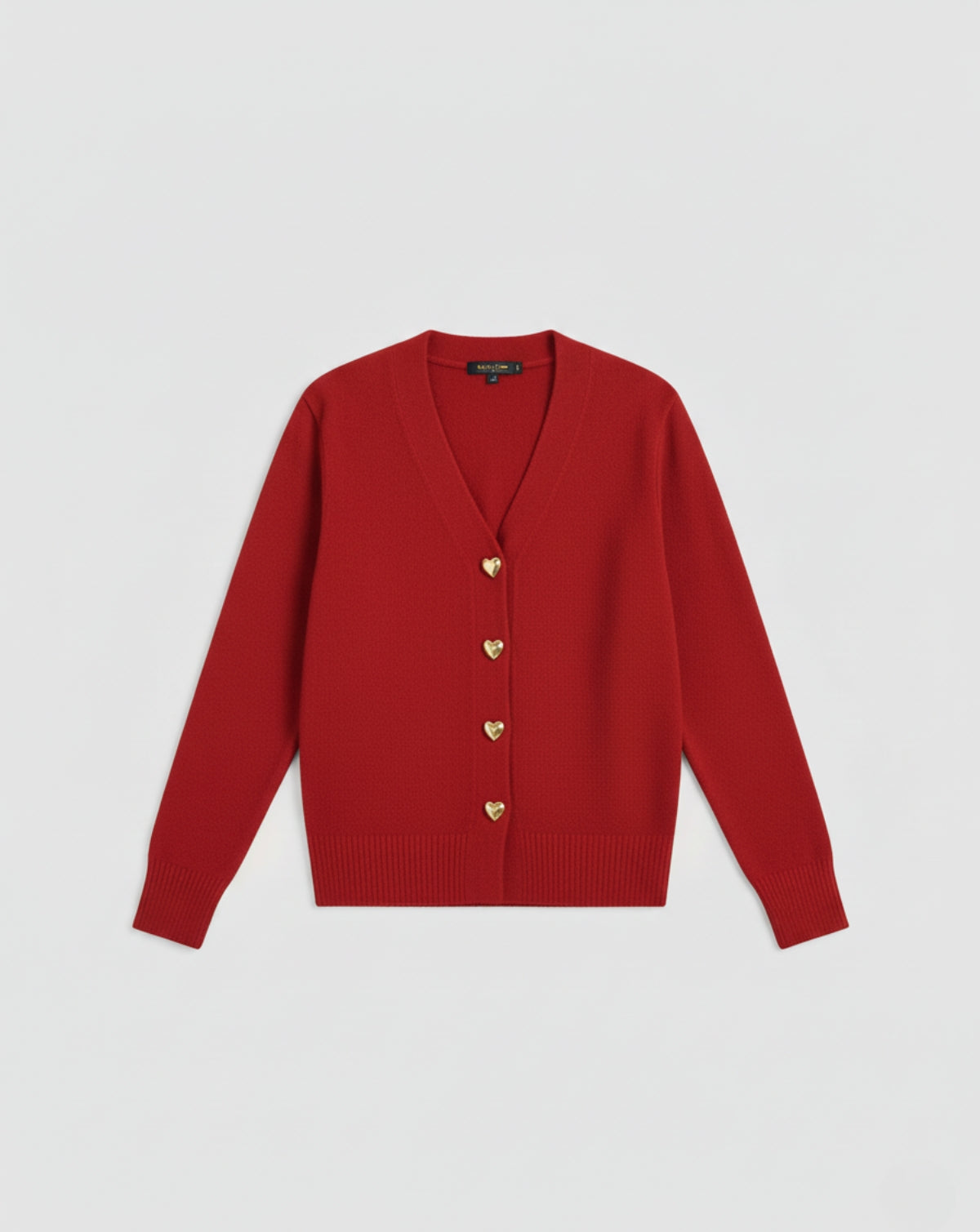Refined Wool Heart-Button Cardigan