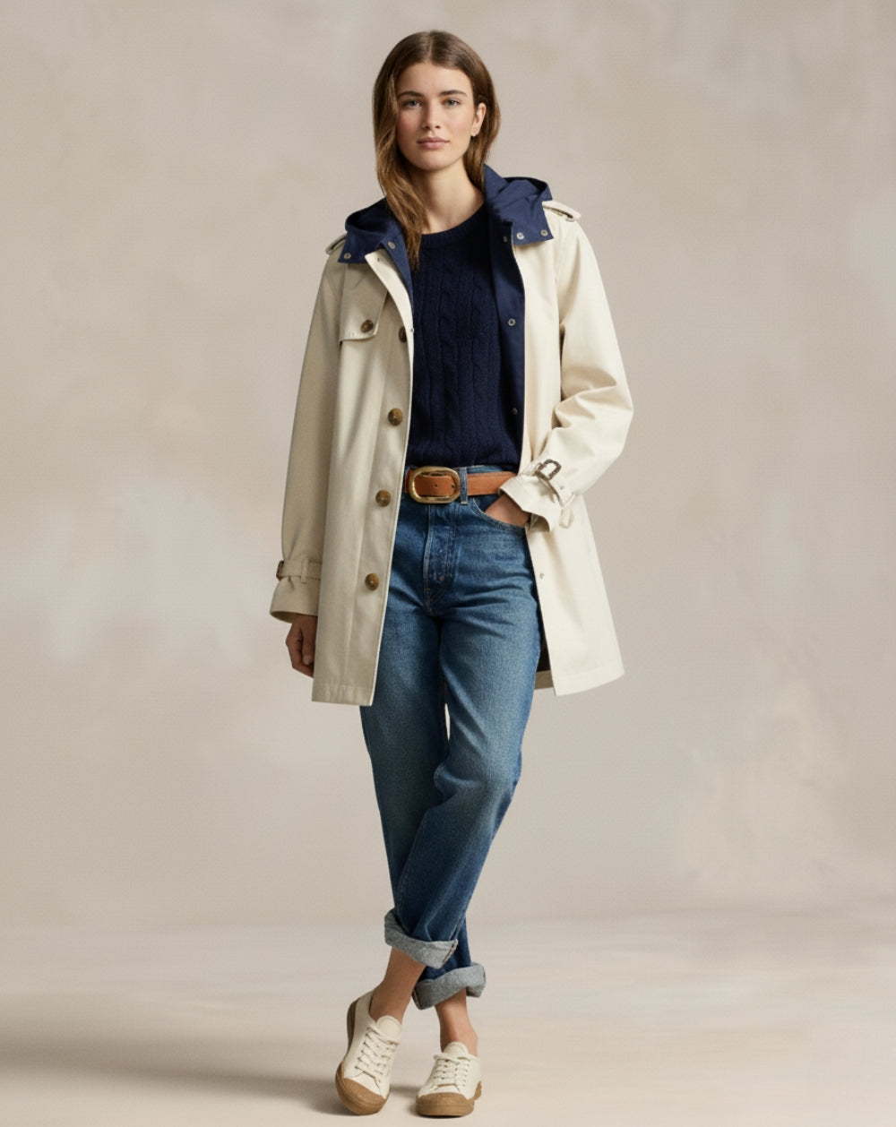 Refined Cotton Trench Coat Dual Color