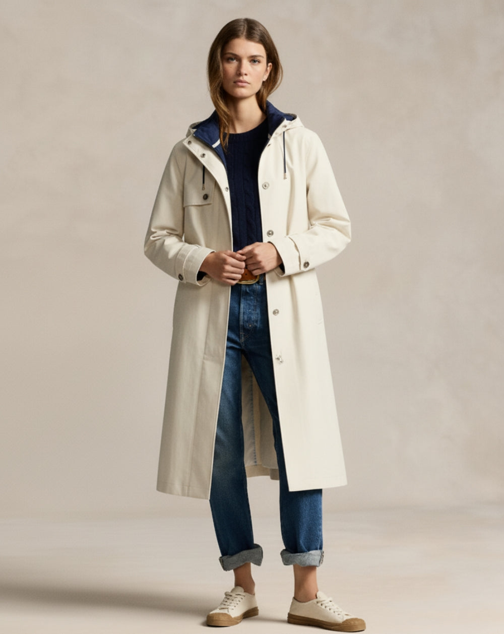 Refined Cotton Trench Coat Dual Color