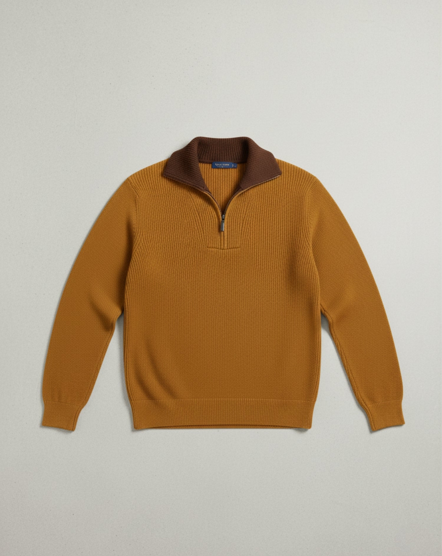 Heritage Contrast-Collar Quarter-Zip Sweater