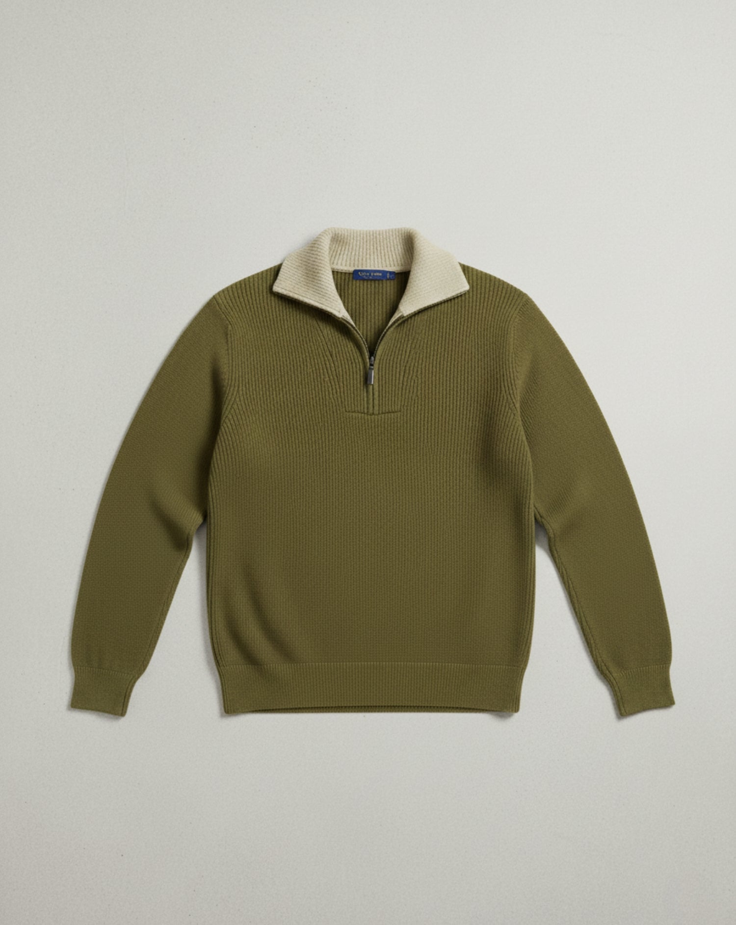 Heritage Contrast-Collar Quarter-Zip Sweater