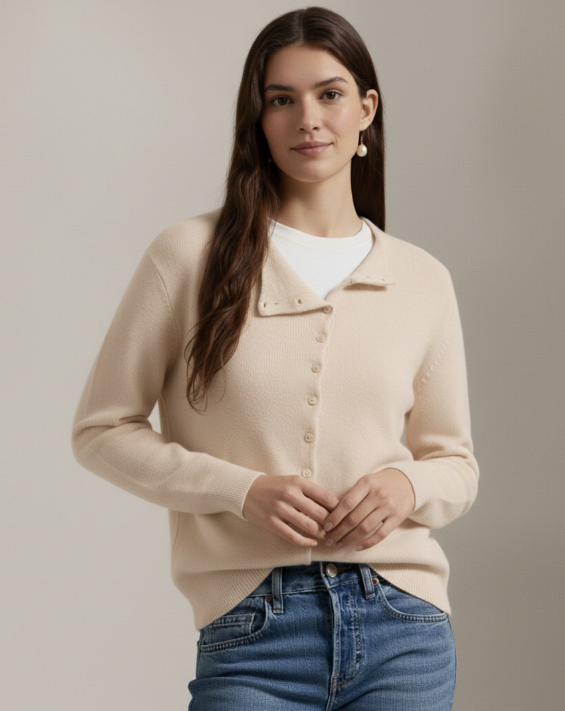 Refined Wool Button Sweater