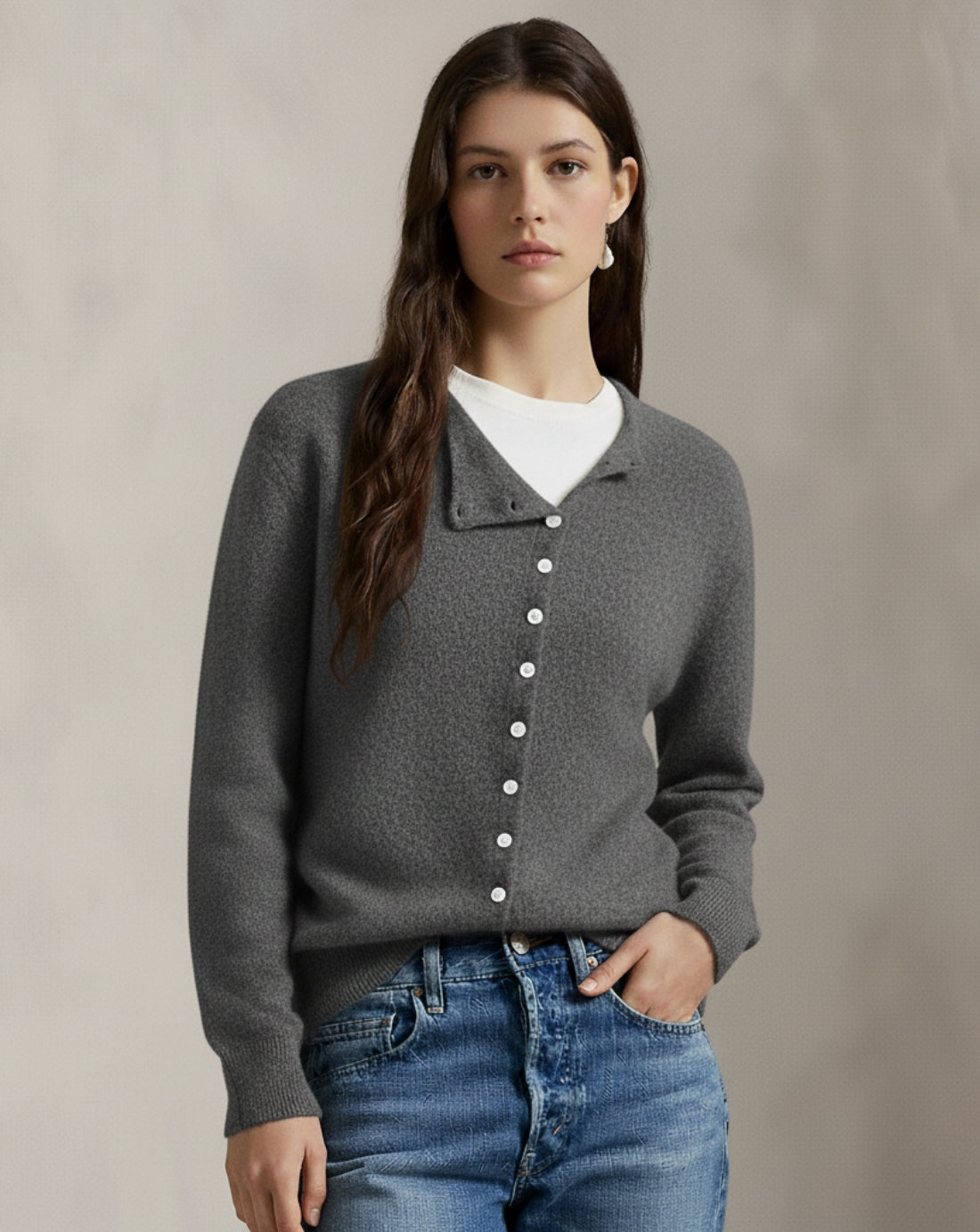 Refined Wool Button Sweater