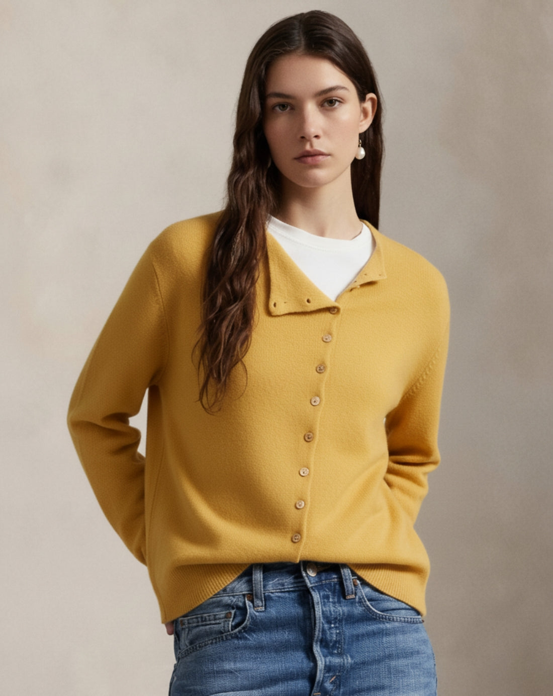 Refined Wool Button Sweater