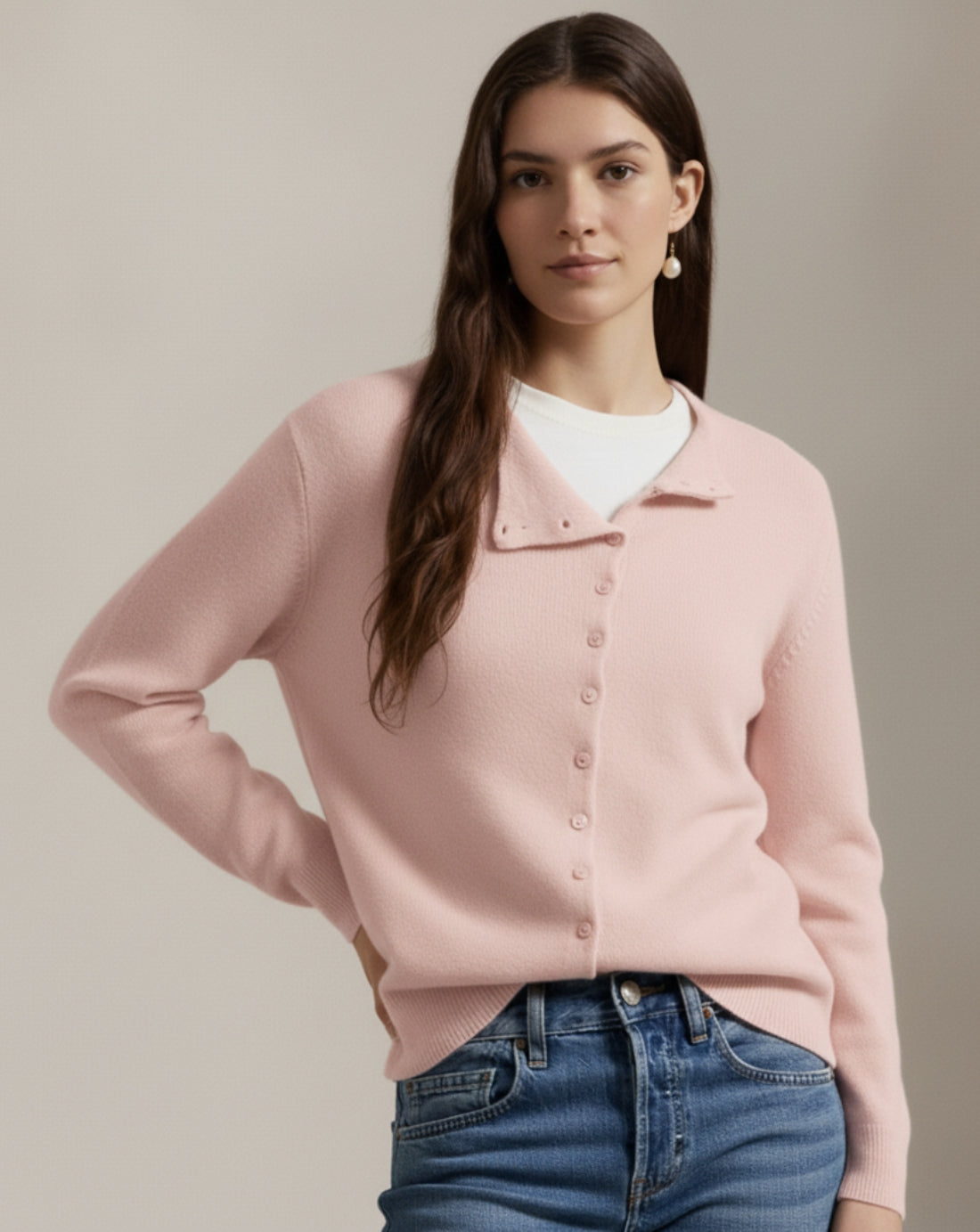 Refined Wool Button Sweater